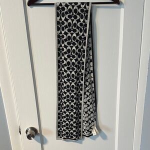 Coach Black and White Patterned Accent Scarf
